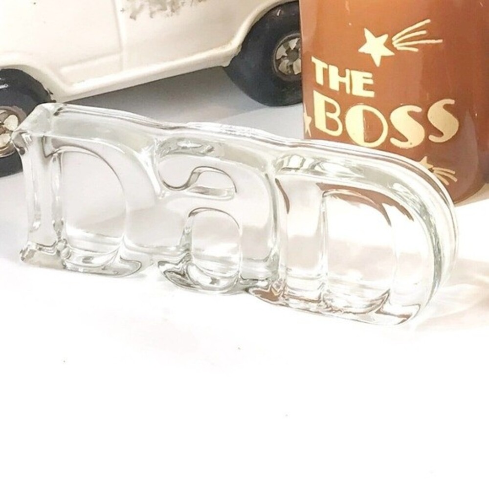 DAD Paperweight by FOSTORIA for AVON 1982 Vintage Retro Kitsch